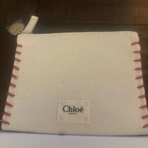 Chloé Canvas Pouch with Red Stitching GWP with box